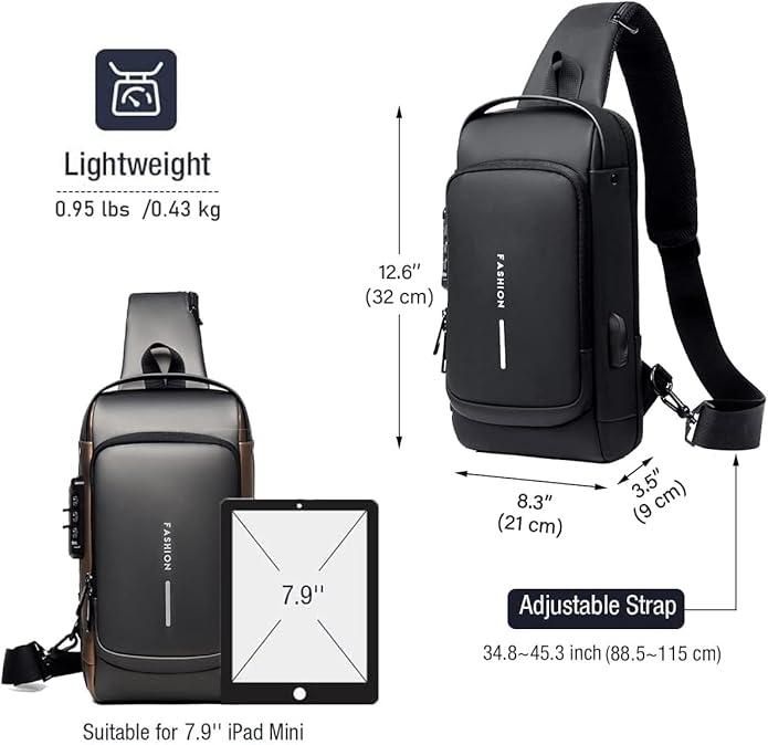 Waterproof Sling Bag for Men & Women (Anti-Theft | USB Charging | Stylish & Durable)