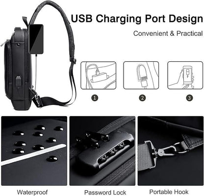 Waterproof Sling Bag for Men & Women (Anti-Theft | USB Charging | Stylish & Durable)