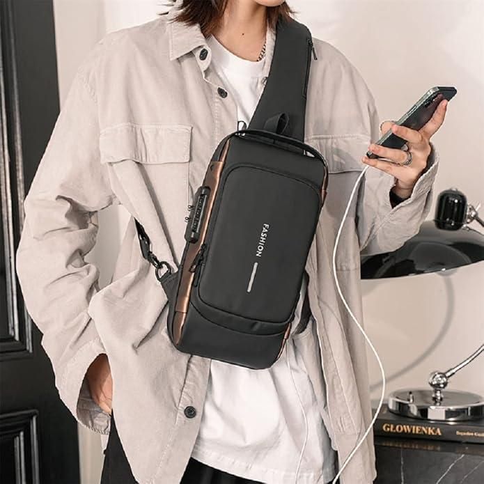 Waterproof Sling Bag for Men & Women (Anti-Theft | USB Charging | Stylish & Durable)